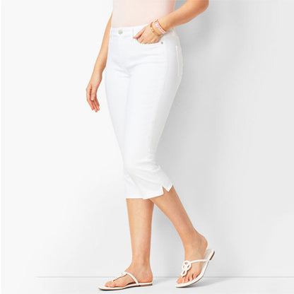 🌸 OFERTA POR TEMPO LIMITADO: 30% DE DESCONTO! ✨Calças capri de ganga elásticas para mulhe