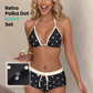 Conjunto de biquíni com top halter às bolinhas e calções curtos