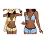 Conjunto de biquíni com top halter às bolinhas e calções curtos