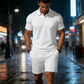 Conjunto de verão de 2 peças para homem: polo e calçõe