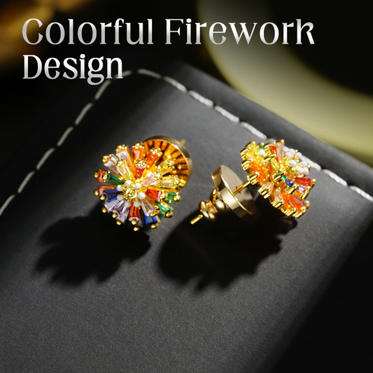 📢📢50% DE DESCONTO !! ⏰Brincos de pressão com motivos de fogos de artifício coloridos para mulher