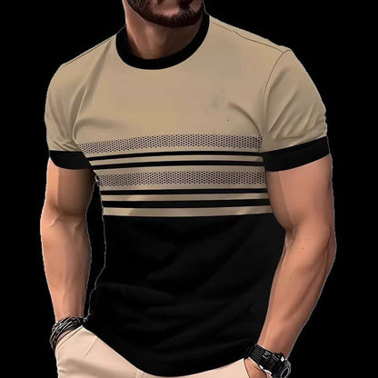 Camiseta masculina com gola redonda e estampado gráfico moderno
