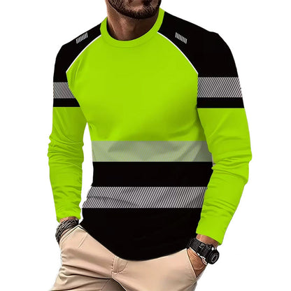 Camisa masculina de manga comprida com gola redonda e estampado