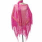 Poncho feminino em rede com aberturas e borla