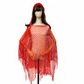 Poncho feminino em rede com aberturas e borla