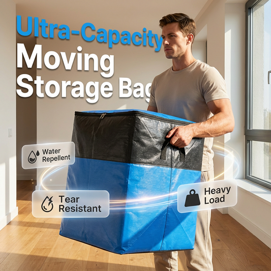📦 50% OFF – Saco dobrável resistente para mudanças e arrumação | Espaçoso, dobra plano, alças e fecho reforçados – reutilizável e fácil de limpar