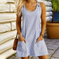🌸 50% OFF – Vestido macaquinho casual de alças ajustáveis | Listrado, leve, ideal para praia, passeios e dia a di