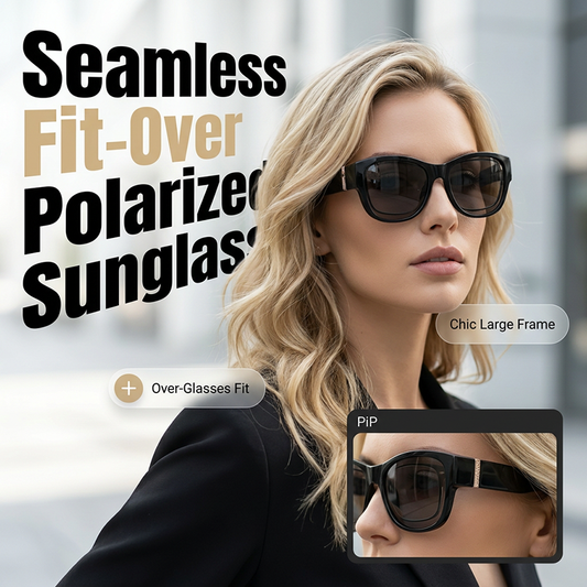 ✨50% DE DESCONTO! 😎Óculos de sol femininos com armação grande e um design que permite usar por cima dos óculos de gra