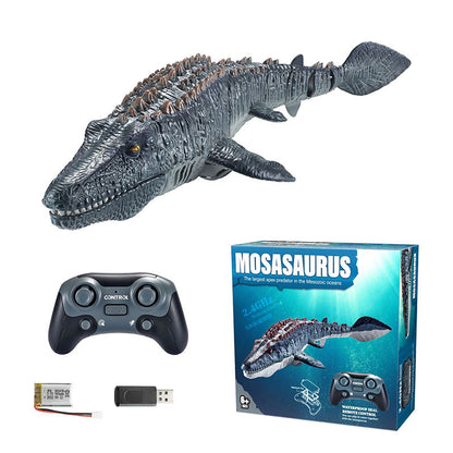 🐉 50% OFF – Mosassauro RC 2.4G com spray | Nada, mergulha e espirra água – diversão garantida
