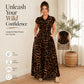 👗🐆Vestido elegante com bainha virada e padrão de leopardo para mulher