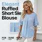 Blusa feminina de manga curta com folho