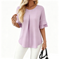 Blusa feminina de manga curta com folho