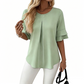 Blusa feminina de manga curta com folho