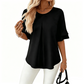 Blusa feminina de manga curta com folho
