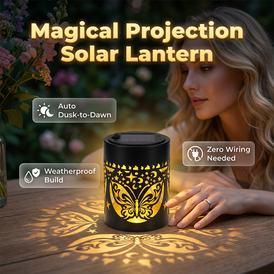 Candeeiro decorativo com projeção de sombras, alimentado a energia solar, para exterio