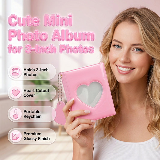 🎁 50% OFF – Mini álbum de fotos para fotos 3" | Compacto, capa dura, perfeito para recordações e presente