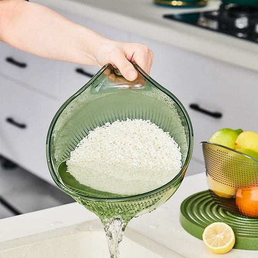 🍚 50 % DE DESCONTO! 🥣 Coador-taça multifunções para arroz com pega – Coador integrado, pega antiderrapante, ideal para lavar, escorrer e servir arroz e legumes 🥗