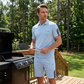Conjunto casual de camisola de manga curta e calções para homem