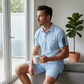 Conjunto casual de camisola de manga curta e calções para homem