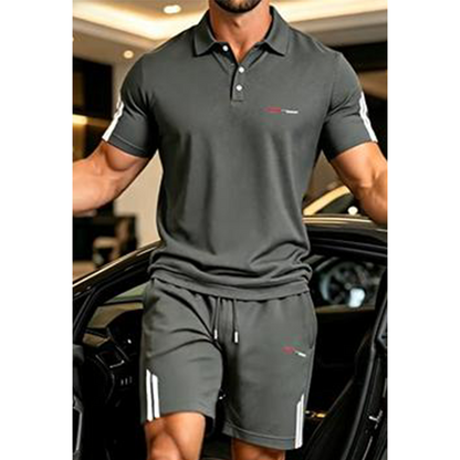 Conjunto casual de camisola de manga curta e calções para homem