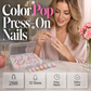 💅 50 % DE DESCONTO POR TEMPO LIMITADO! ✨ Conjunto de unhas postiças autocolantes Color Pop com 288 unidades – 12 tamanhos, fácil de aplicar, efeito «French» com acabamento de salão sem necessidade de verniz