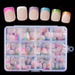 💅 50 % DE DESCONTO POR TEMPO LIMITADO! ✨ Conjunto de unhas postiças autocolantes Color Pop com 288 unidades – 12 tamanhos, fácil de aplicar, efeito «French» com acabamento de salão sem necessidade de verniz