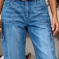 👖 Calças de ganga de cintura alta e corte curto – Pernas largas e corte lisonjeador 💙