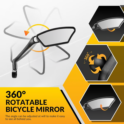 🛡️🚲 PROMOÇÃO RELÂMPAGO -50%! Espelho retrovisor de grande angular para bicicleta – Vidro inquebrável, suporte antivibrações, rotação de 360°, compatível com guiadores de 16-31,8 mm, ideal para bicicleta e moto