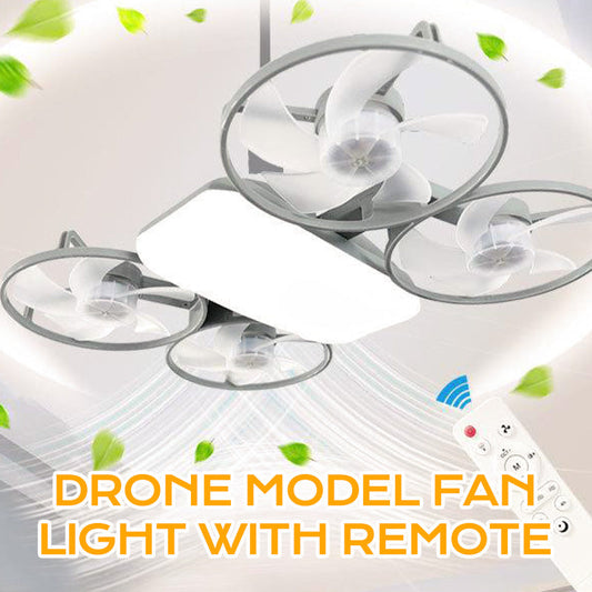 Ventilador com luz e modelo de drone E27 de 3 velocidades com comando à distância