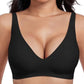 💜💜Sutiãs sem aro confortáveis da Jelly Wireless para mulher: bralettes push-up, sutiãs sem costuras para usar com t-shirts e sutiãs com decote em V profundo para o dia a dia