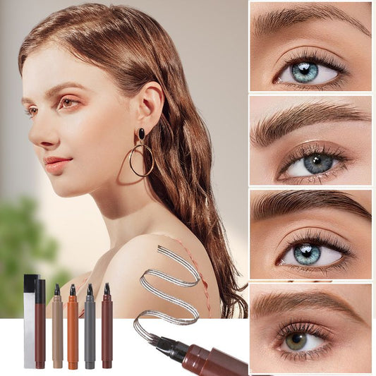 💄✨ Lápis 4 em 1 à prova de água para barba e sobrancelhas – De longa duração e que não mancha