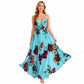 Vestido maxi com alças finas estampado para mulher